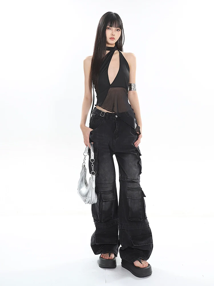 Halter Neck Cutout Top with Wraparound Scarf Detail - Image 9