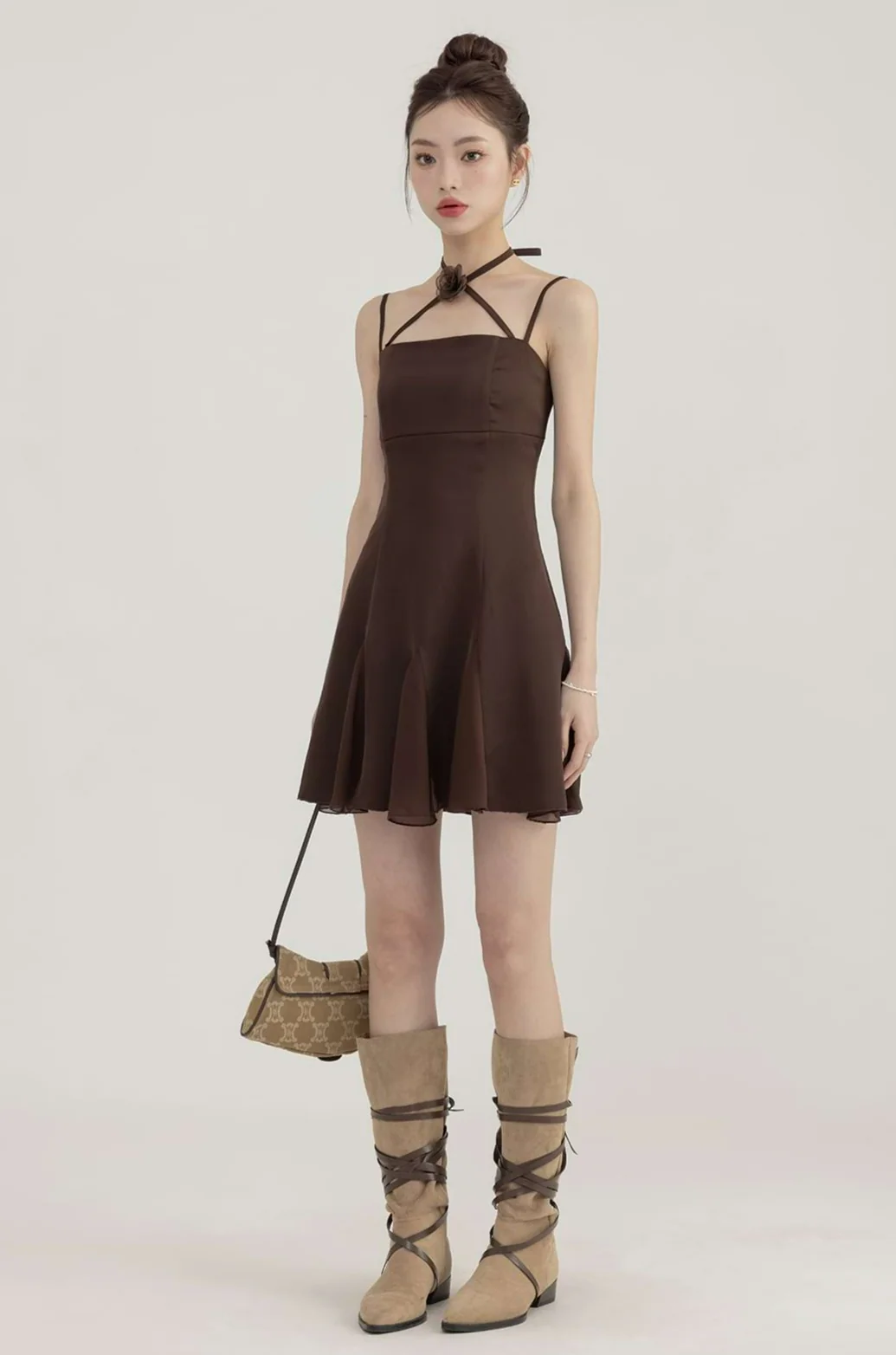 Halter Strap Pleated Mini Dress - Image 8