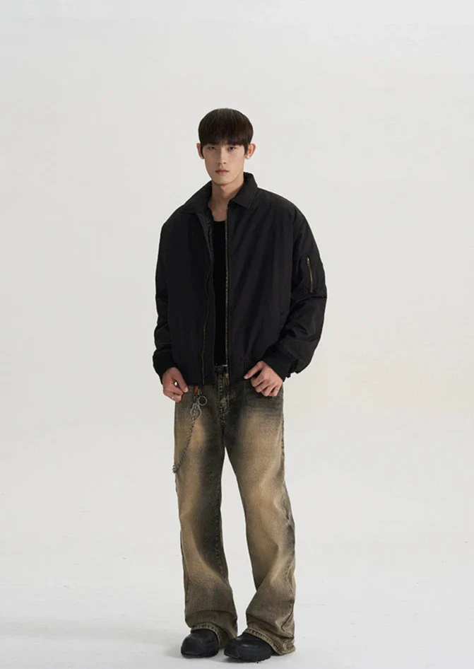 Harrington Bomber Jacket with Zip Sleeve Pocket - Image 12
