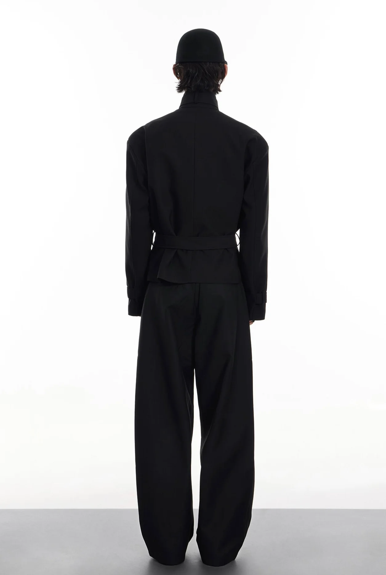 High Collar Button Cuff Belted Wrap Jacket - Image 9