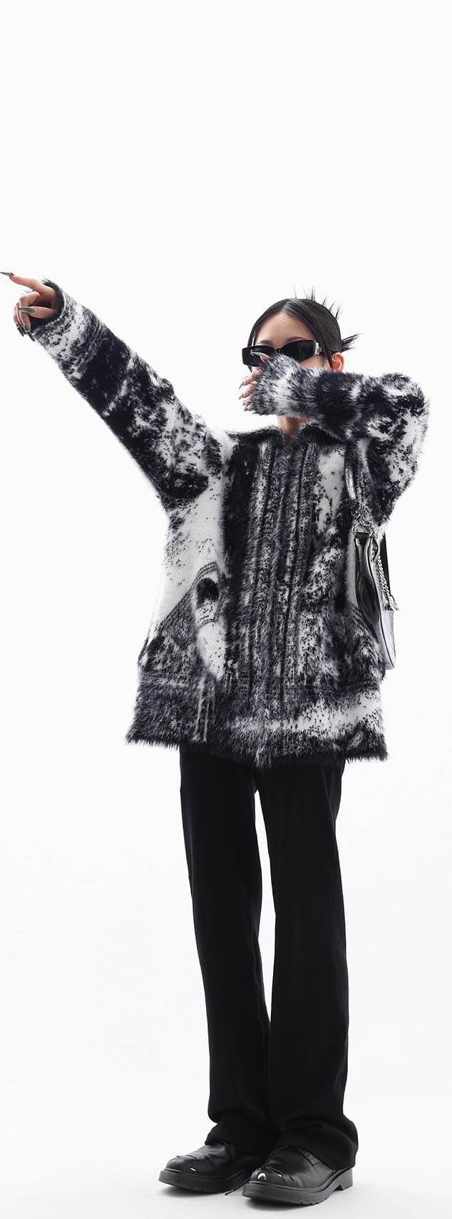 High Neck Faux Fur Zip Up Jacket - Image 10