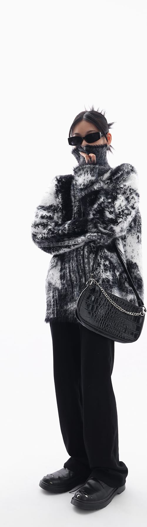 High Neck Faux Fur Zip Up Jacket - Image 13