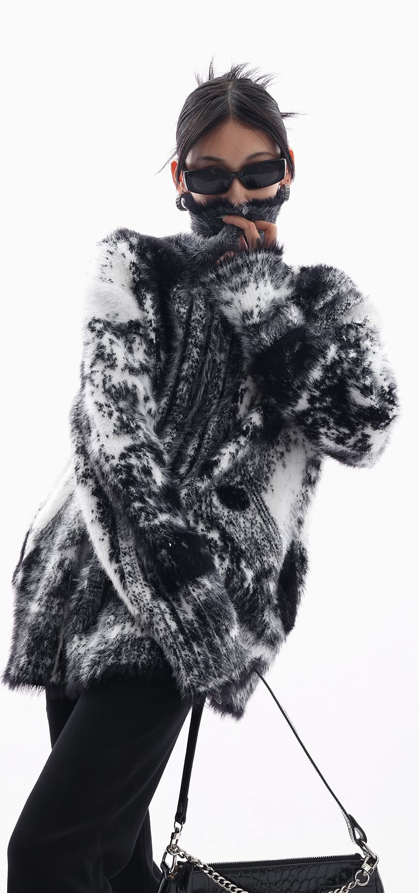 High Neck Faux Fur Zip Up Jacket - Image 5