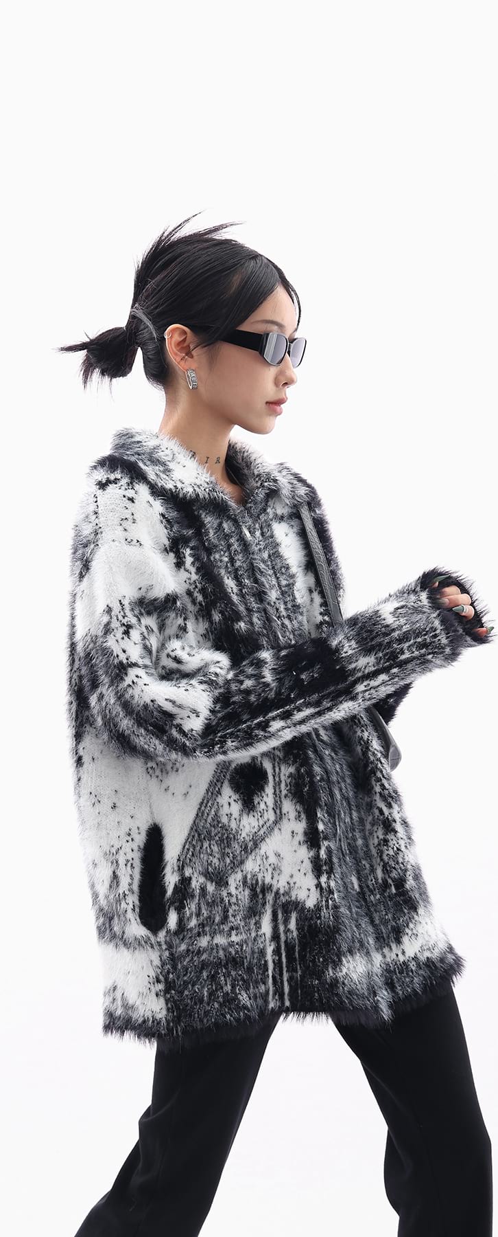 High Neck Faux Fur Zip Up Jacket - Image 8