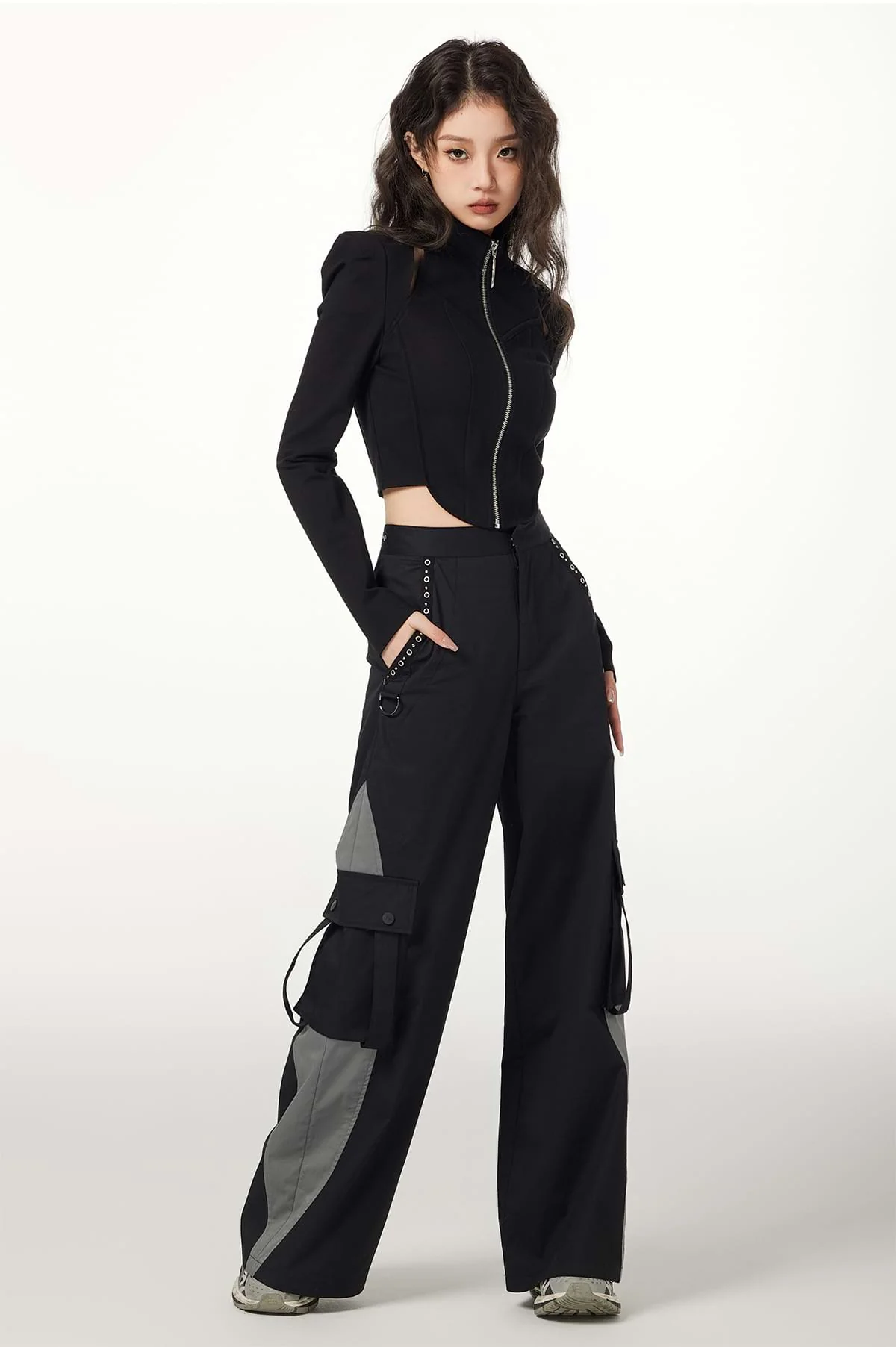 High Neck Shoulder Cutout Crop Top - Image 5