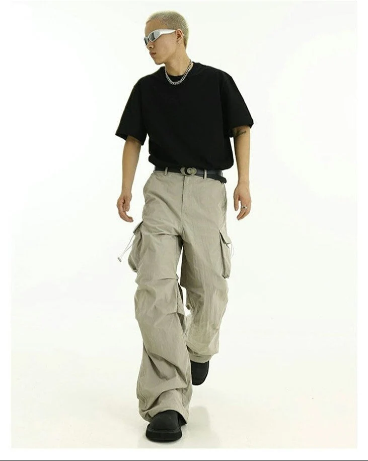 High-Waist Cargo Pants with Side Pockets and Drawstrings - Image 18