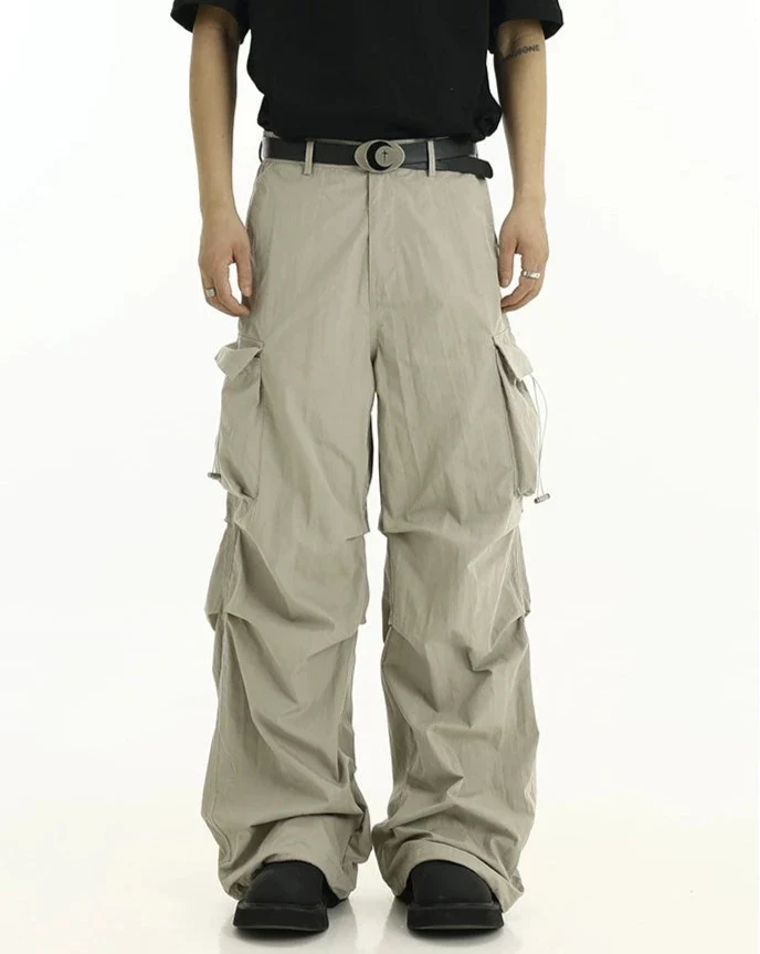 High-Waist Cargo Pants with Side Pockets and Drawstrings - Image 3