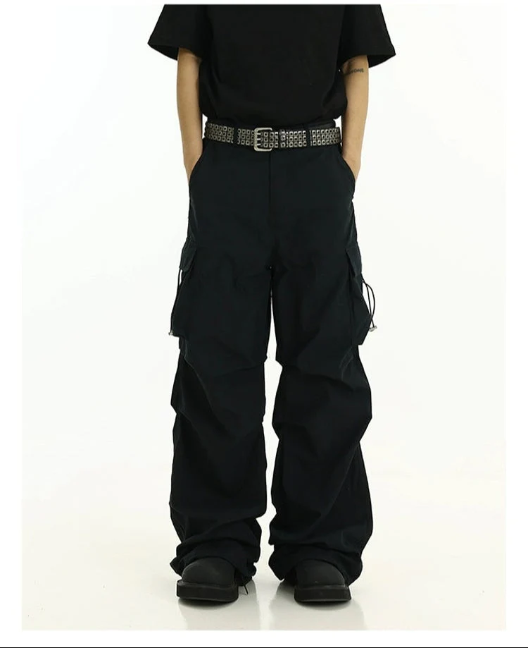 High-Waist Cargo Pants with Side Pockets and Drawstrings - Image 9