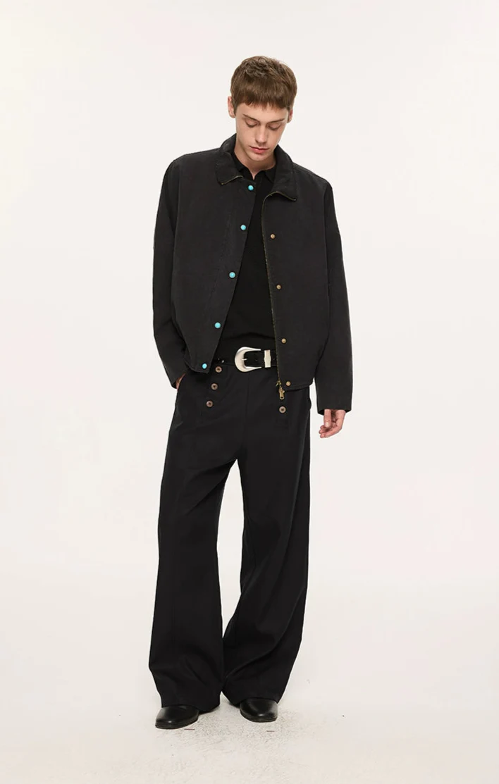 High Waist Double Button Panel Waisted Trousers - Image 12