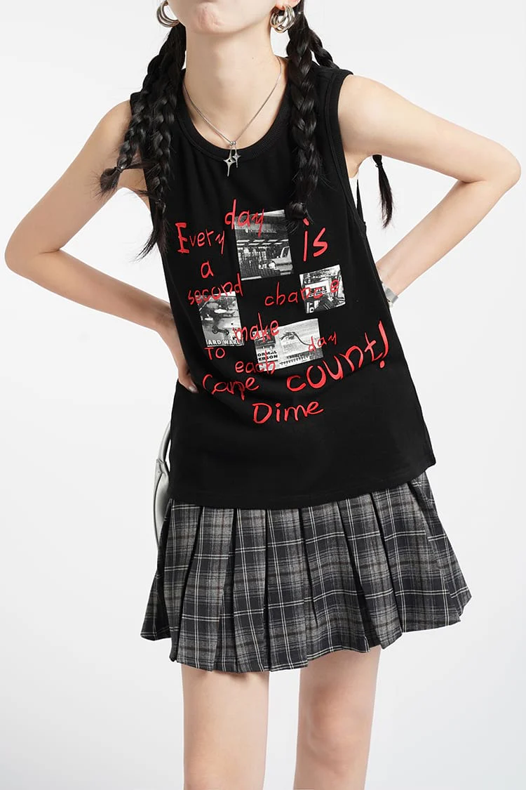 High Waist Pleated Plaid Mini Skirt - Image 5