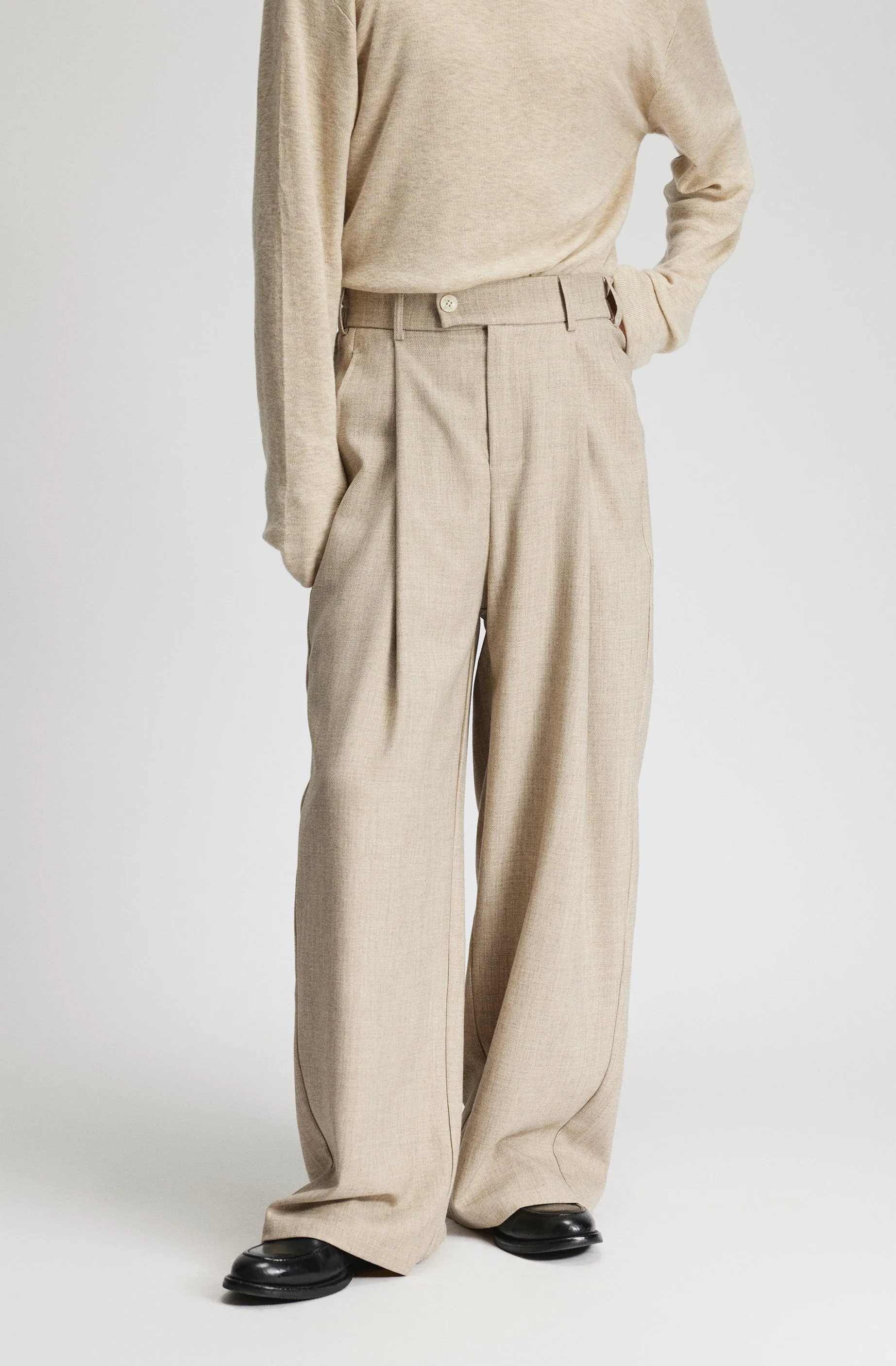 High-Waist Pleated Wide Leg Pants - Image 3