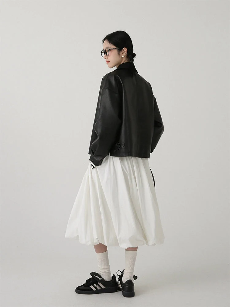 High-Waisted Balloon Midi Skirt with Pockets - Image 7
