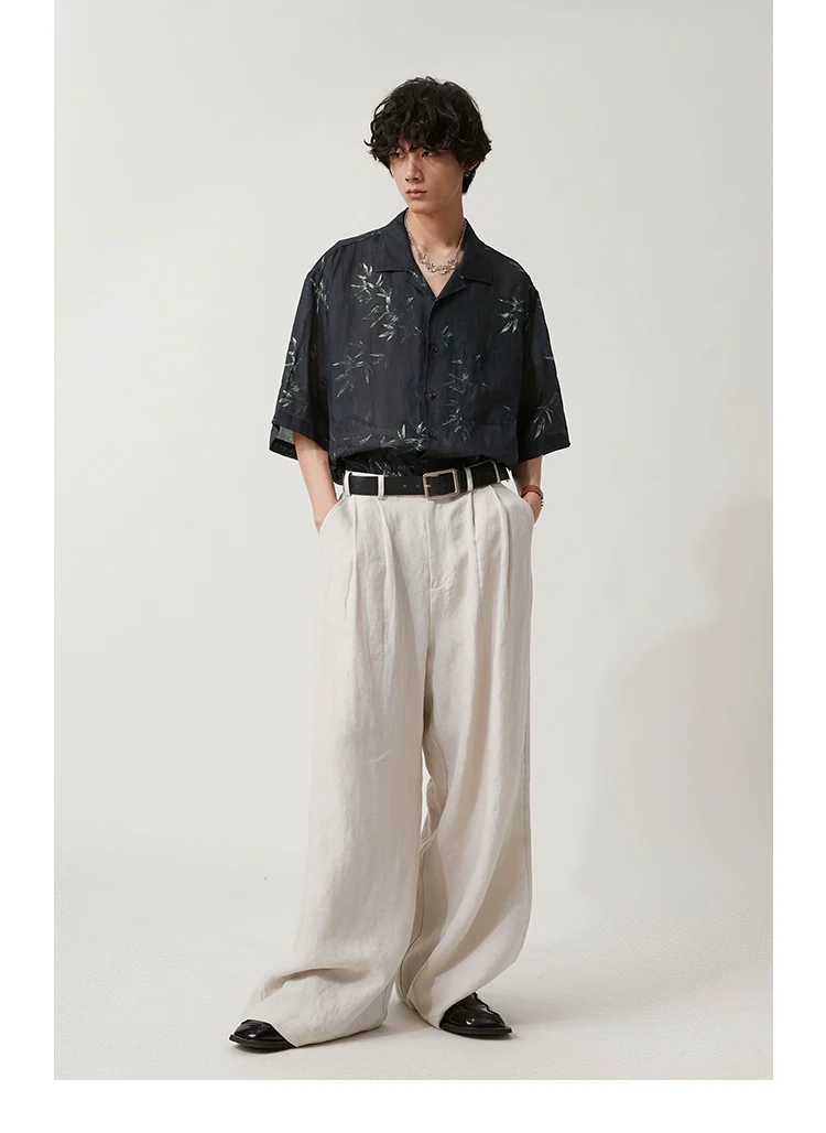 High-Waisted Wide-Leg Linen Trousers - Image 14