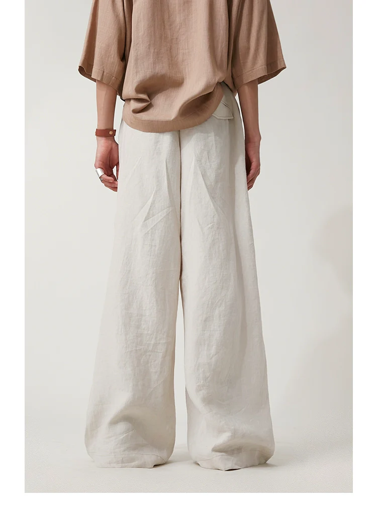 High-Waisted Wide-Leg Linen Trousers - Image 2