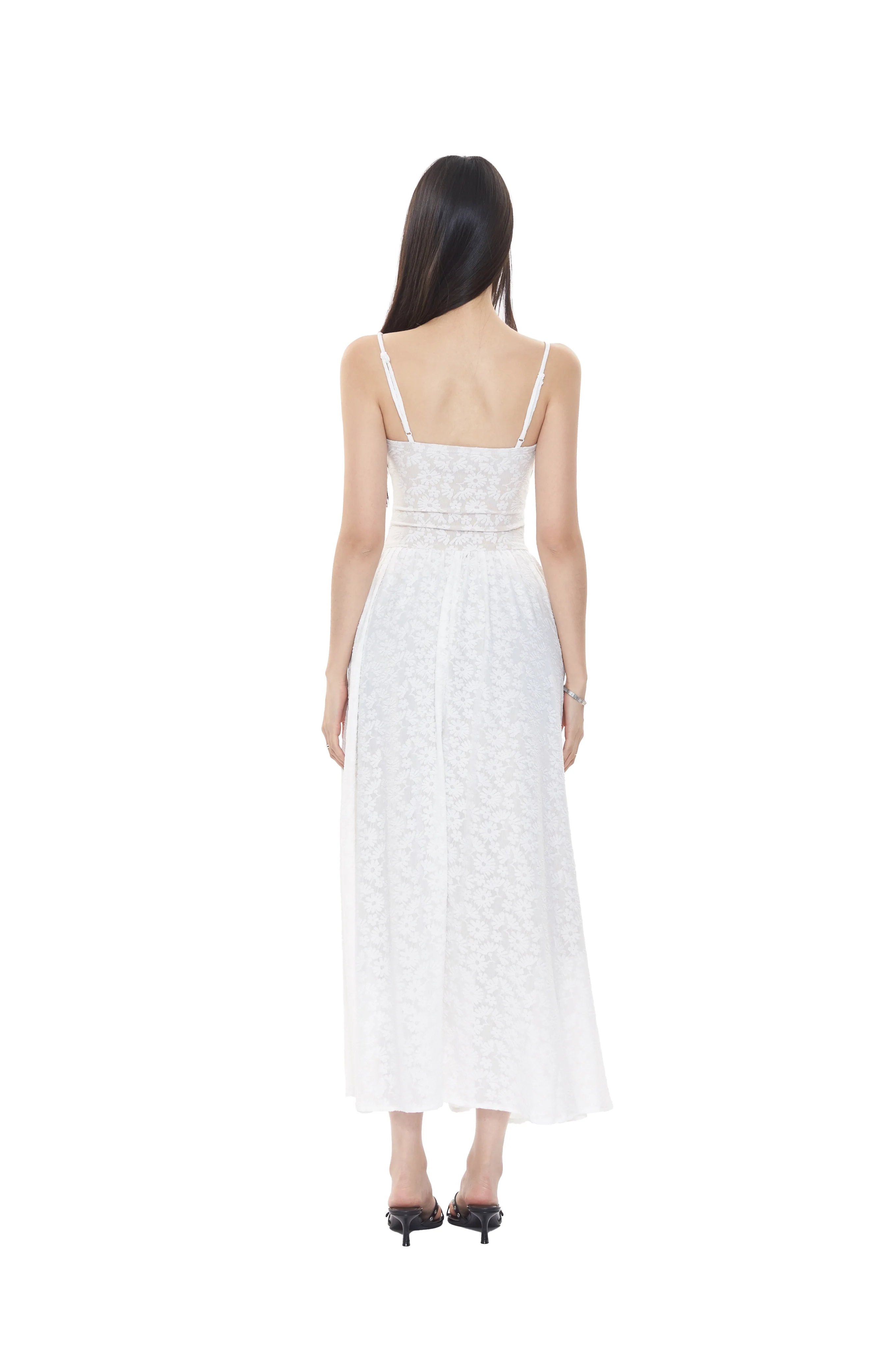Lace Embroidered Maxi Dress with Adjustable Spaghetti Straps - Image 5