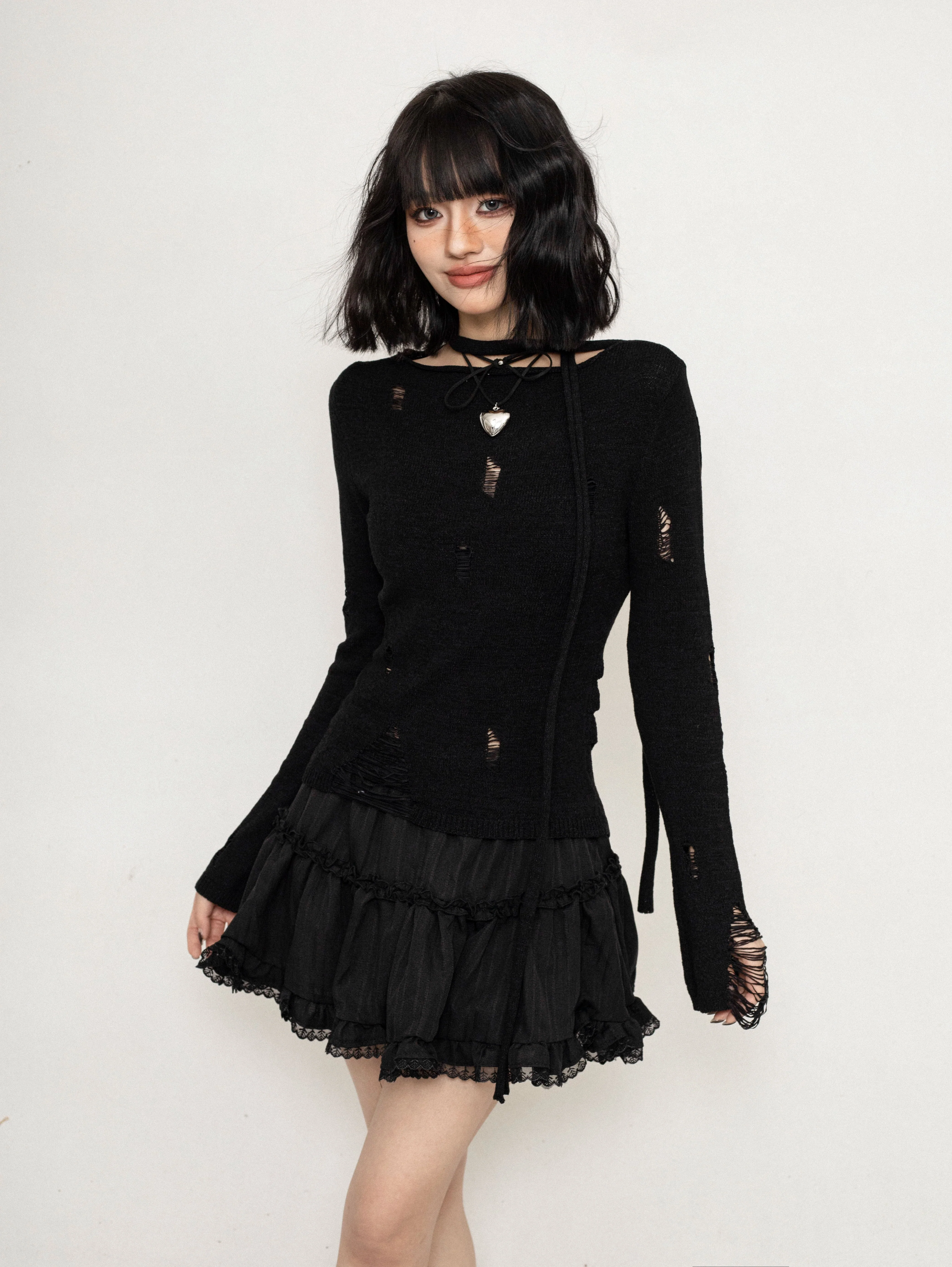 Layered Ruffle Mini Skirt with Lace Trim - Image 6