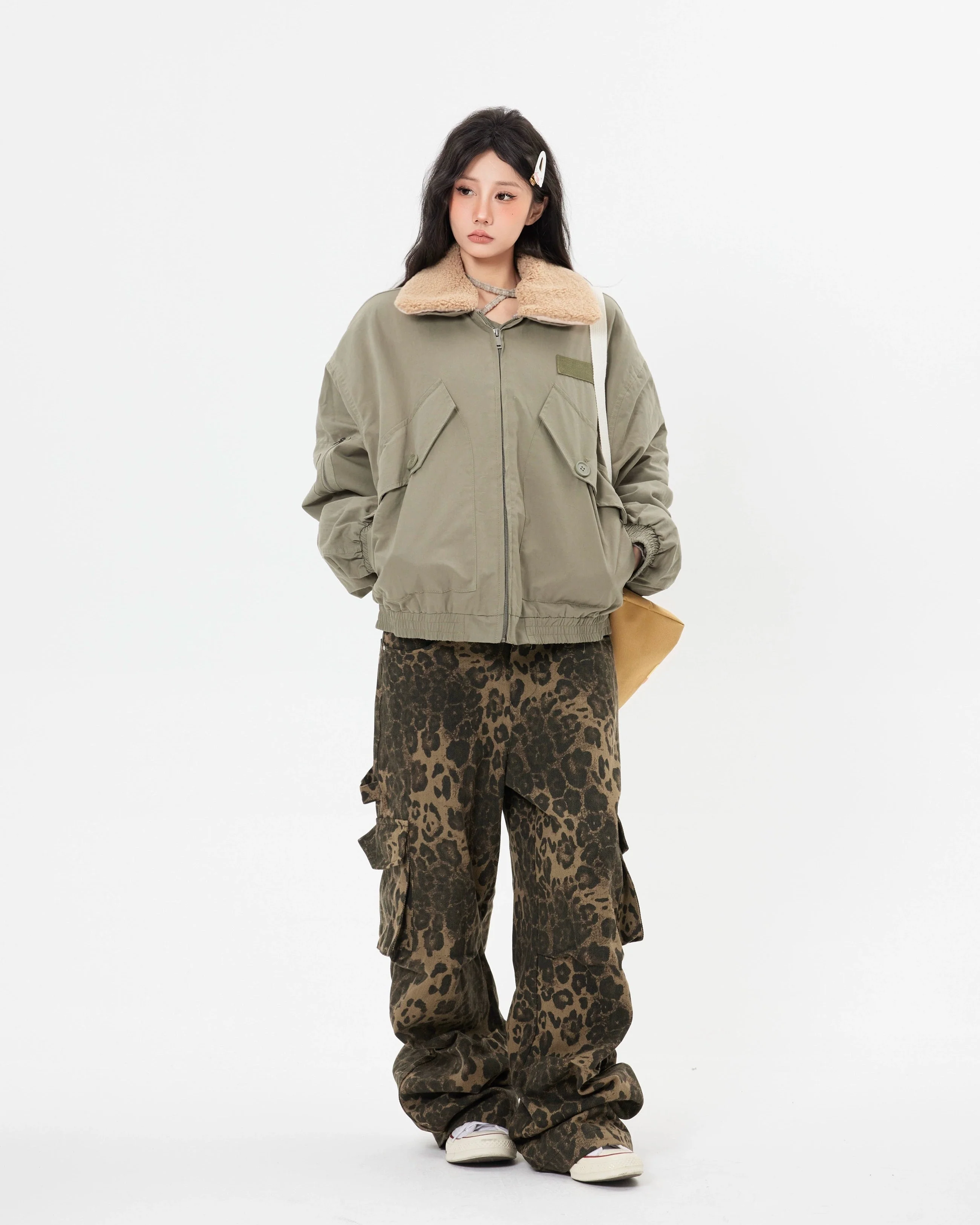 Leopard Print Cargo Pocket Wide Leg Pants - Image 10