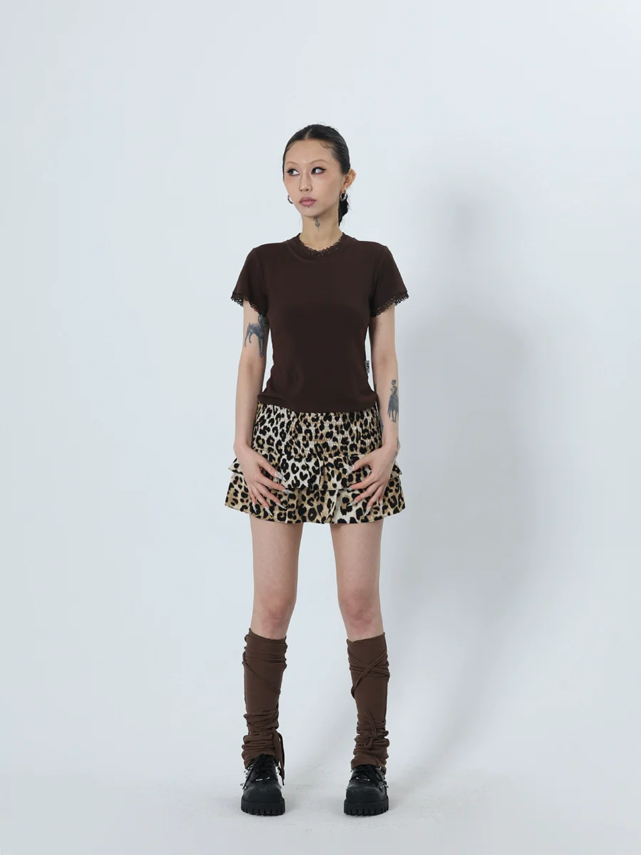 Leopard Print Layered Ruffle Shorts - Image 5