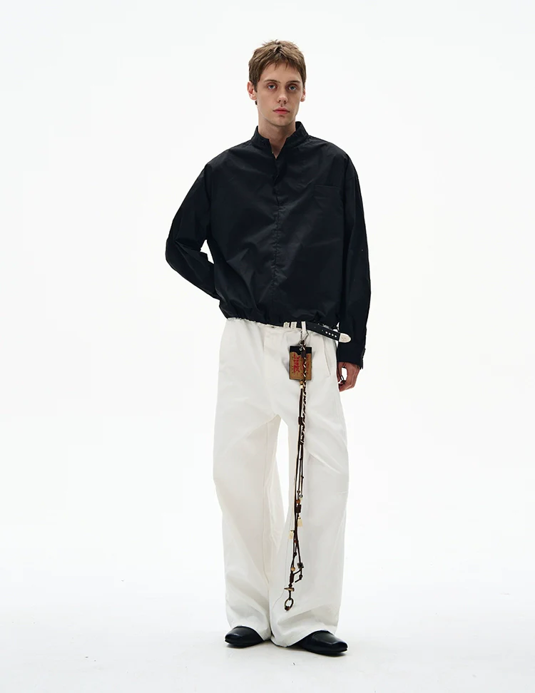 Mandarin Collar Long Sleeve Popover Quarter-Zip Shirt - Image 11