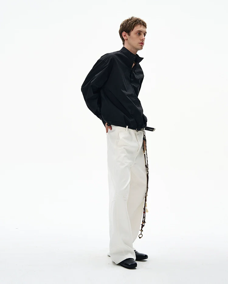 Mandarin Collar Long Sleeve Popover Quarter-Zip Shirt - Image 13