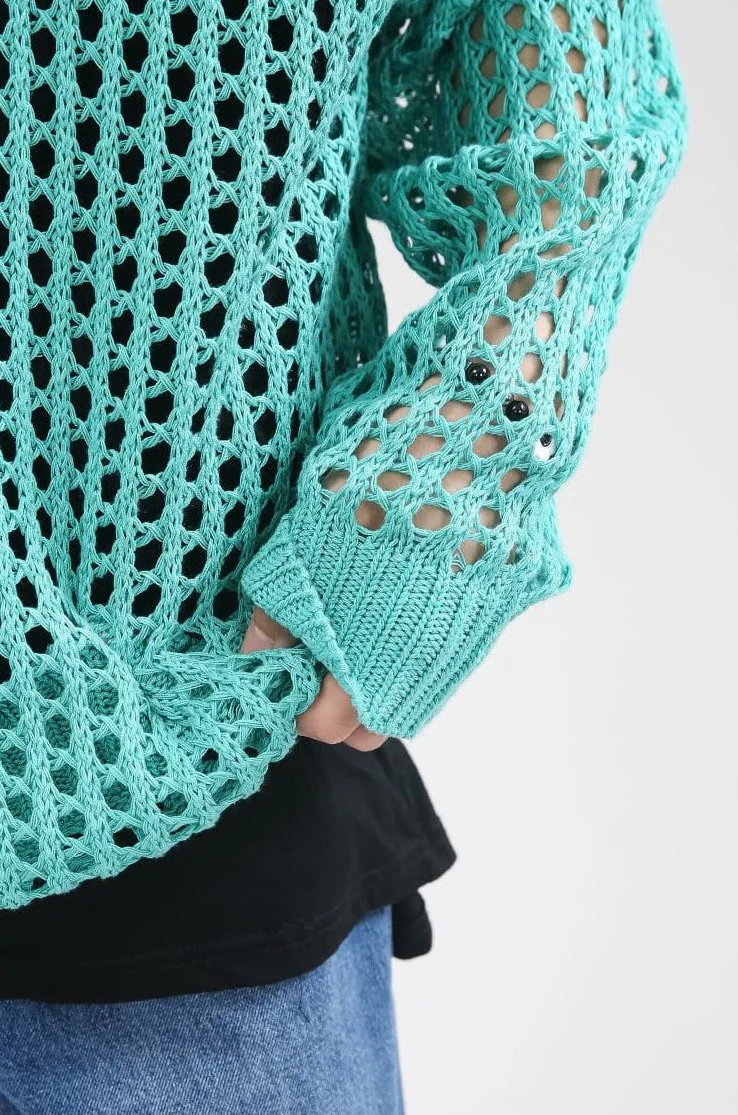 Mesh Knit Sweater - Image 4
