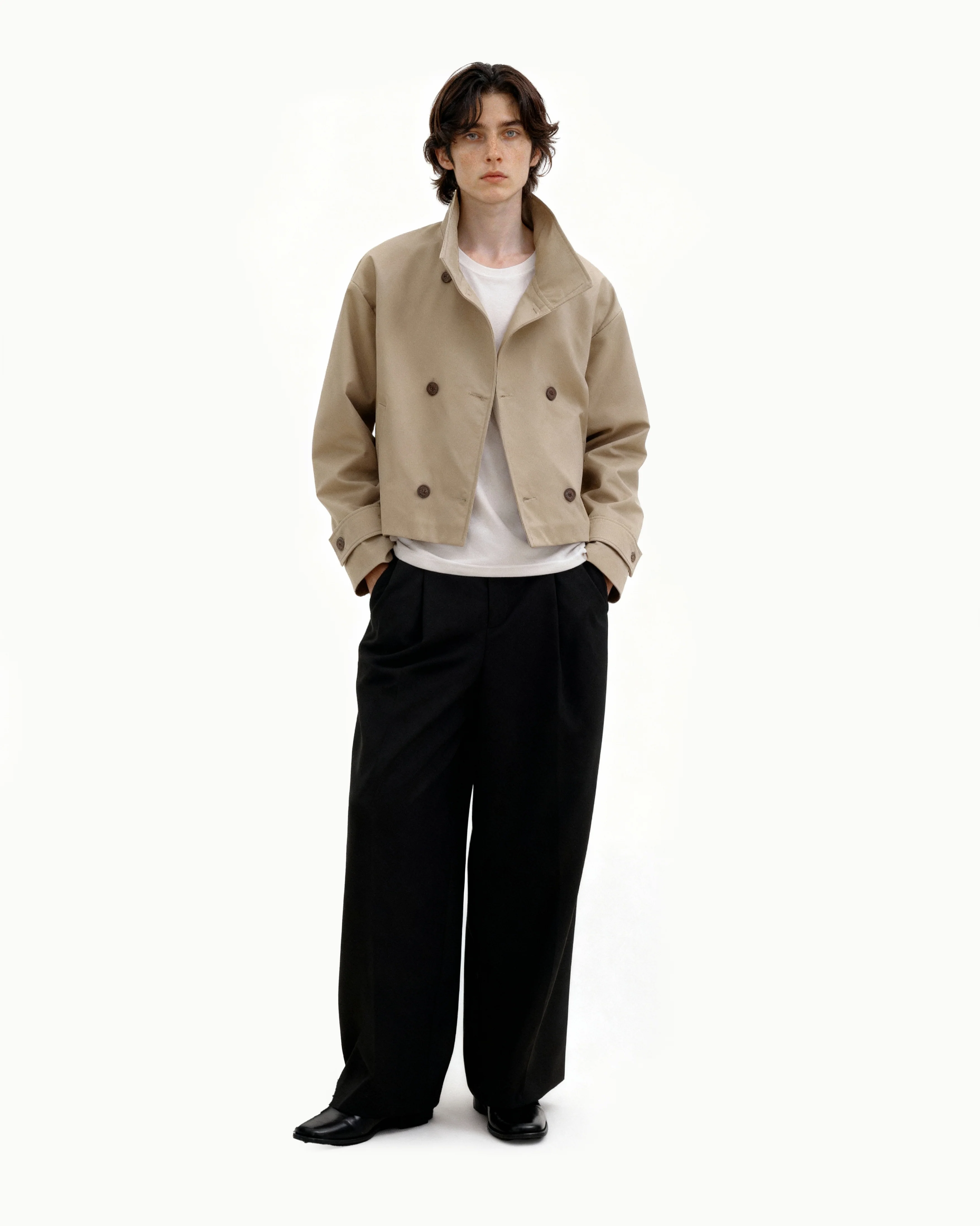 Mid-Crop Trench Double-Breasted Jacket - Image 5