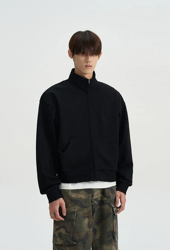 Mock Neck Drop Shoulder Zip Jacket - Image 10
