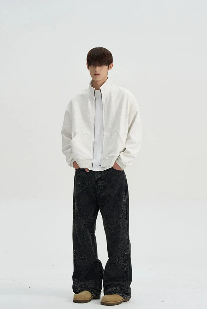 Mock Neck Drop Shoulder Zip Jacket - Image 5