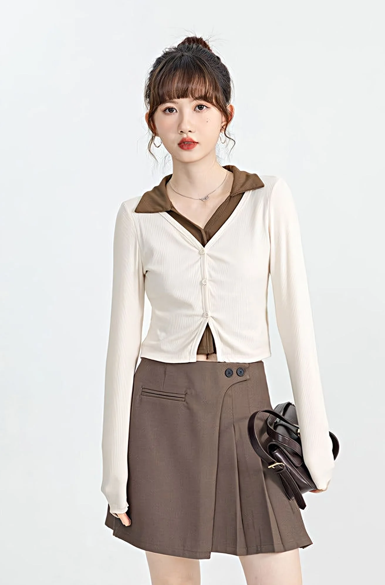 Mock Two-Piece Cropped Cardigan - Image 10
