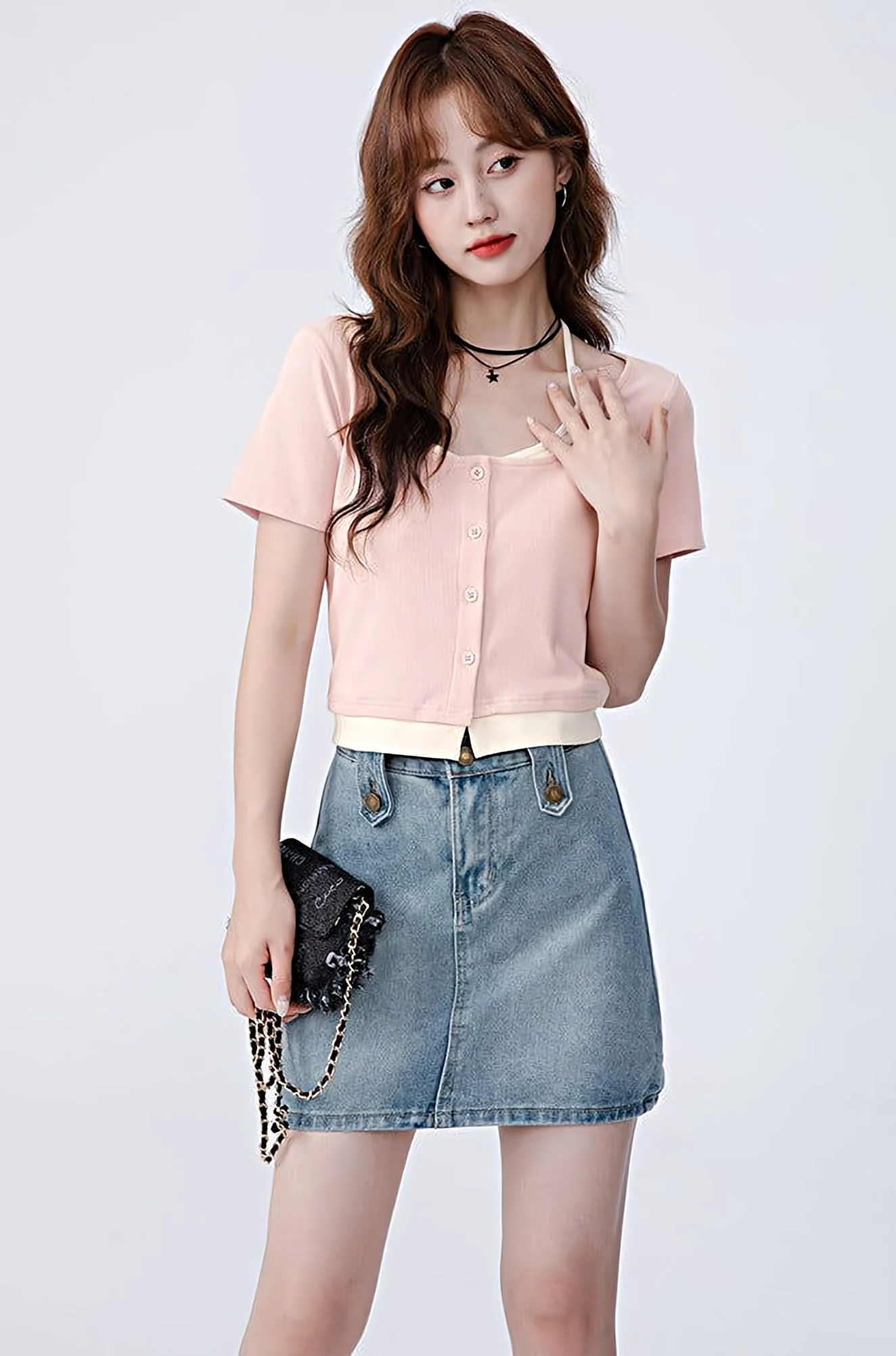 Mock Two-Piece Short Sleeve Top - Image 3