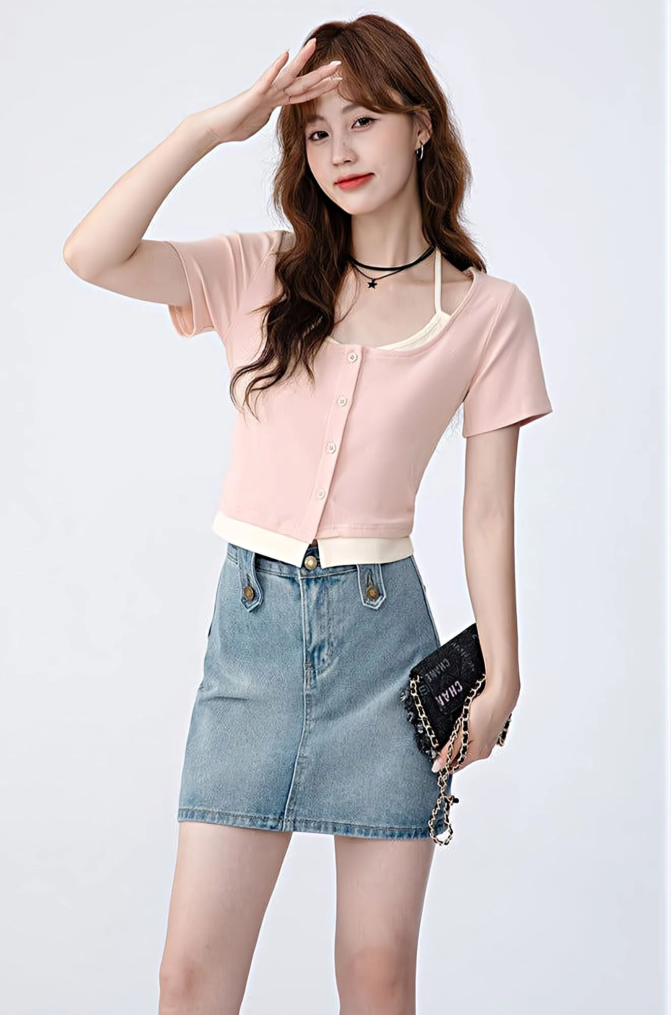 Mock Two-Piece Short Sleeve Top - Image 4