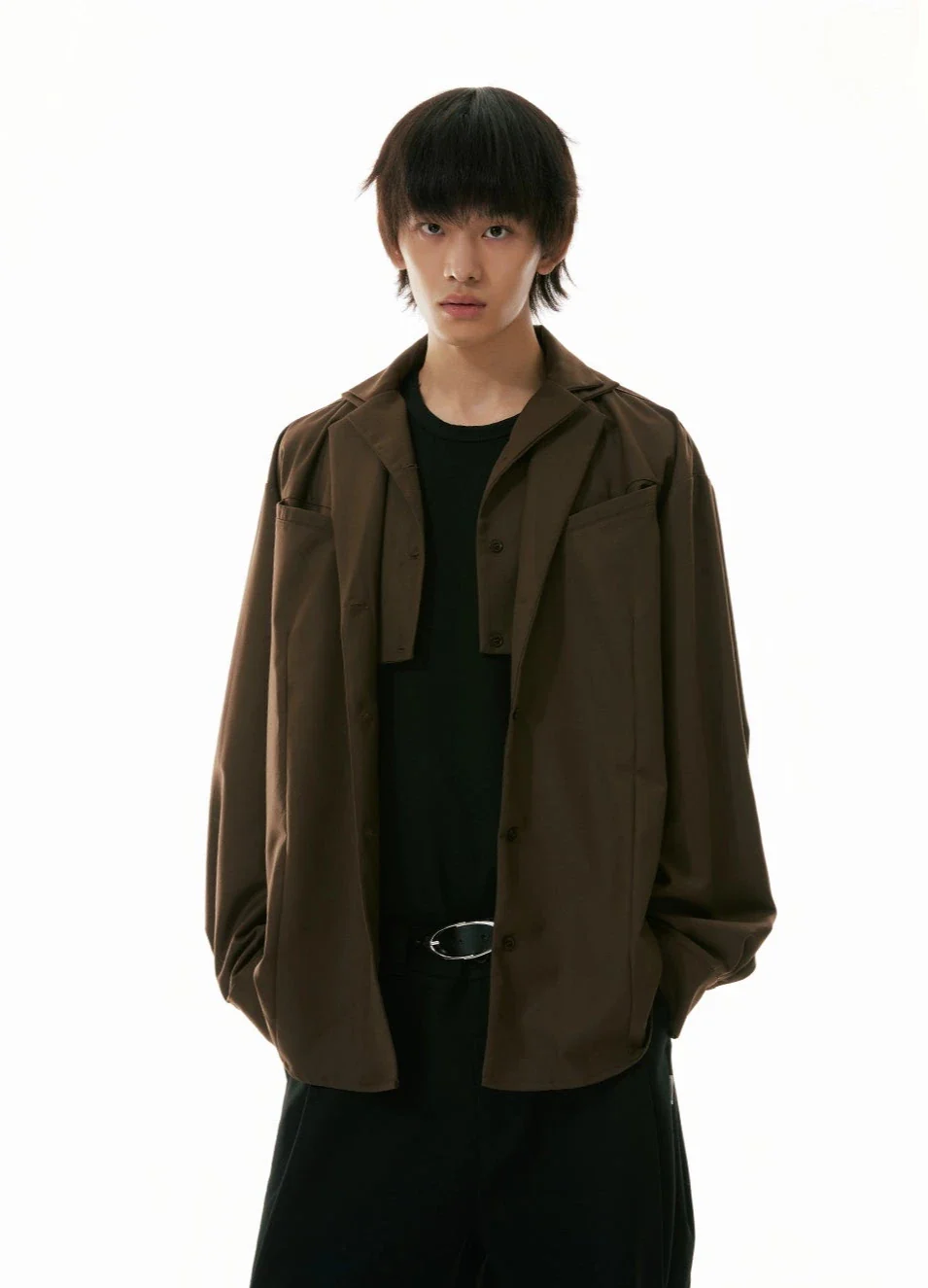 Mock Two-Piece Single Breasted Suit Jacket - Image 2