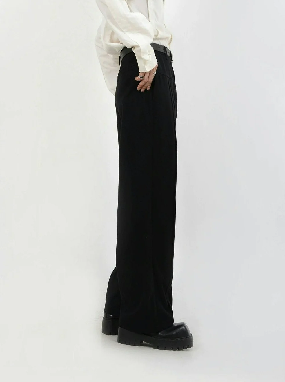 Multi-Pleated Wide-Leg Trousers with Waist Detail - Image 13