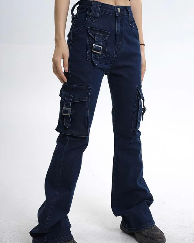 Multi Pocket Strap Skinny Jeans - Image 2