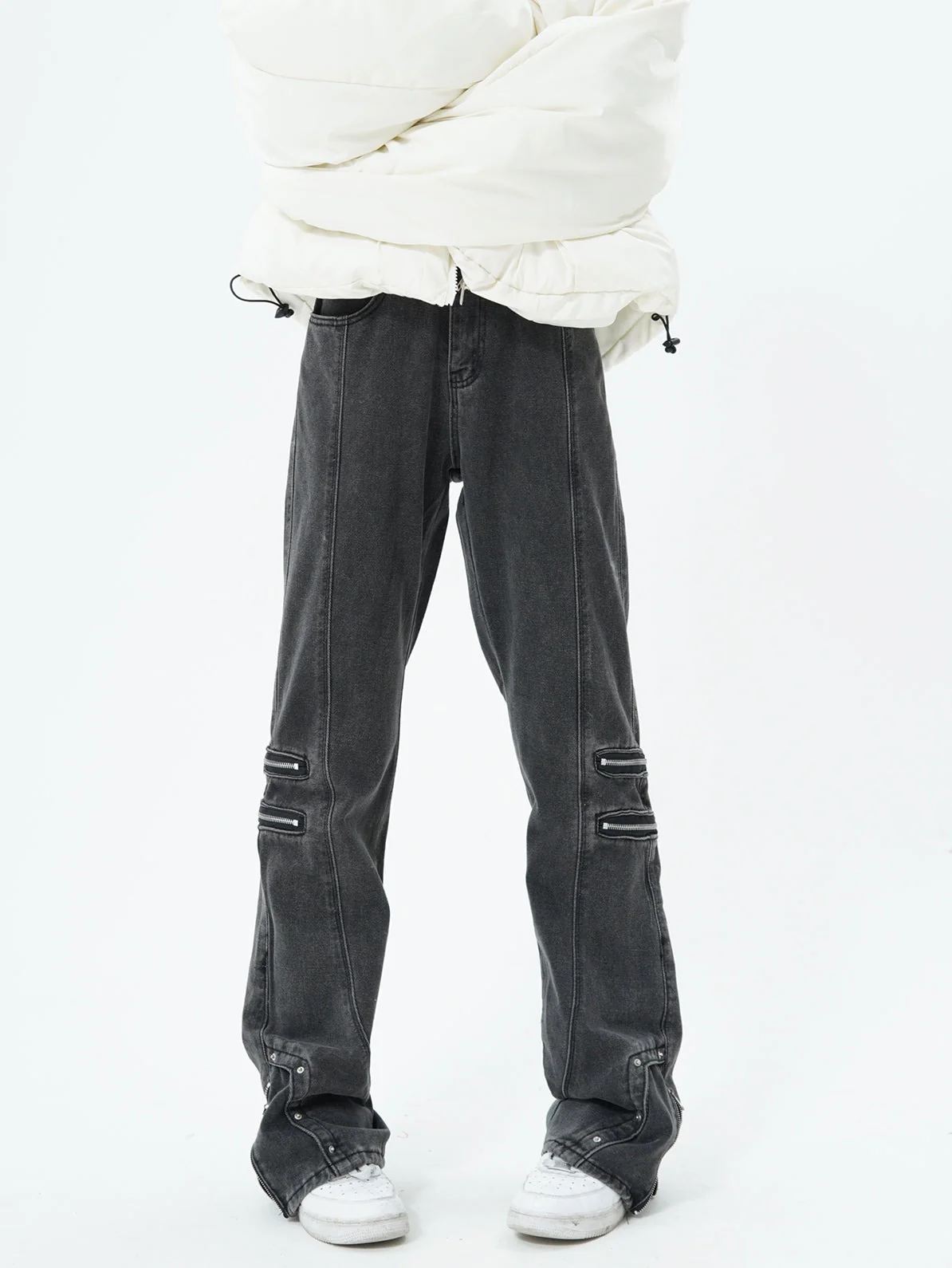 Multi Zip Button Hem Jeans - Image 6