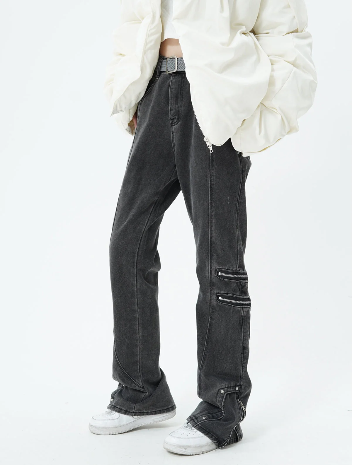 Multi Zip Button Hem Jeans - Image 7