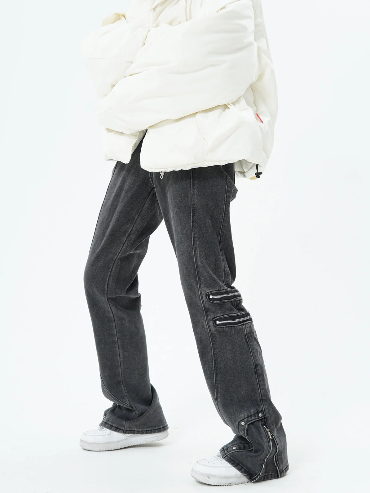 Multi Zip Button Hem Jeans - Image 8