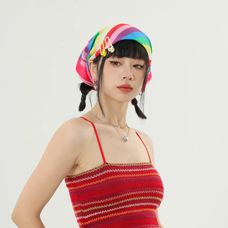Multicolor Beach Bandana with Hair Clips - Image 2
