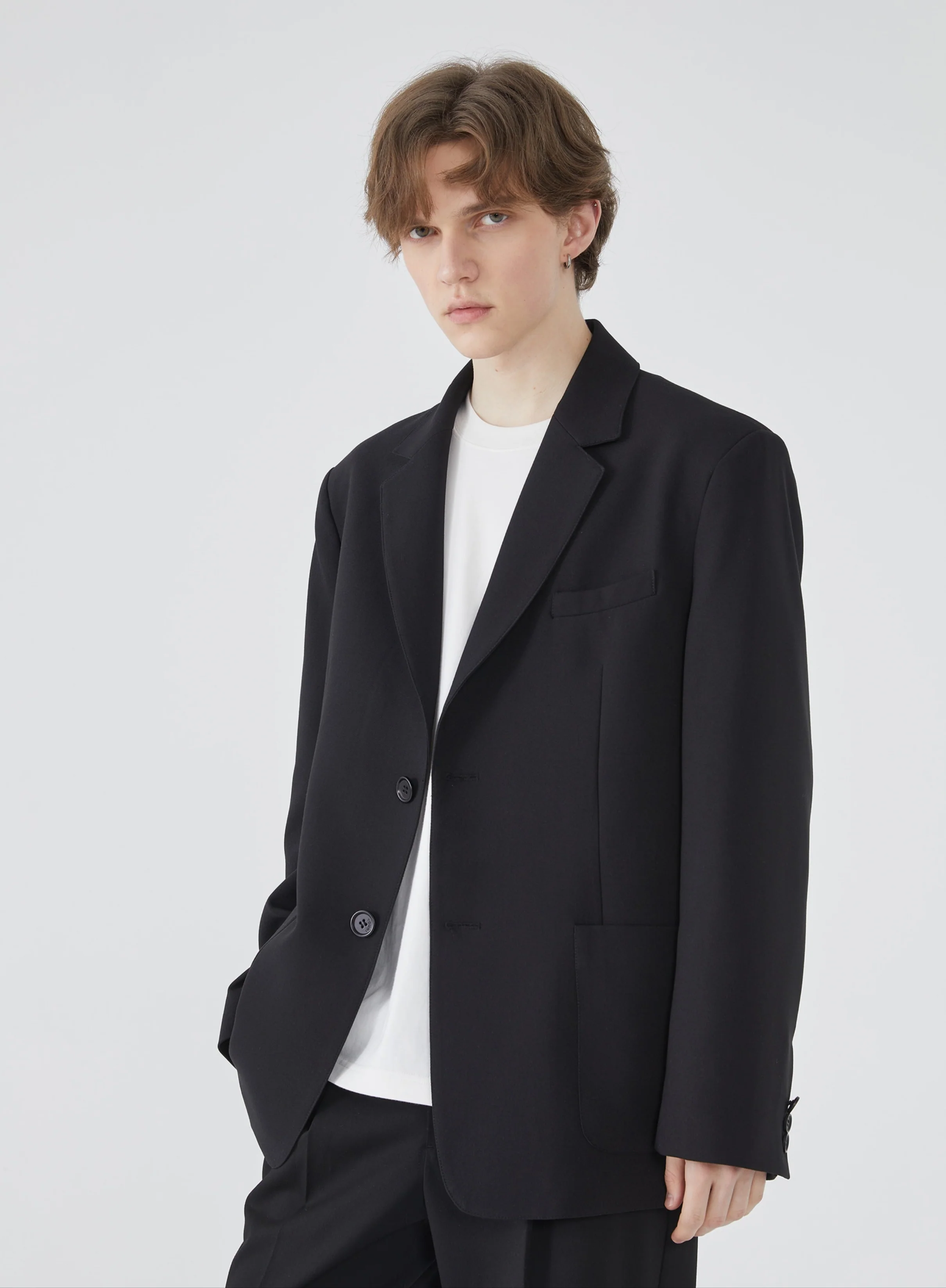 Notched Lapel Single-Breasted Blazer with Pockets - Image 4