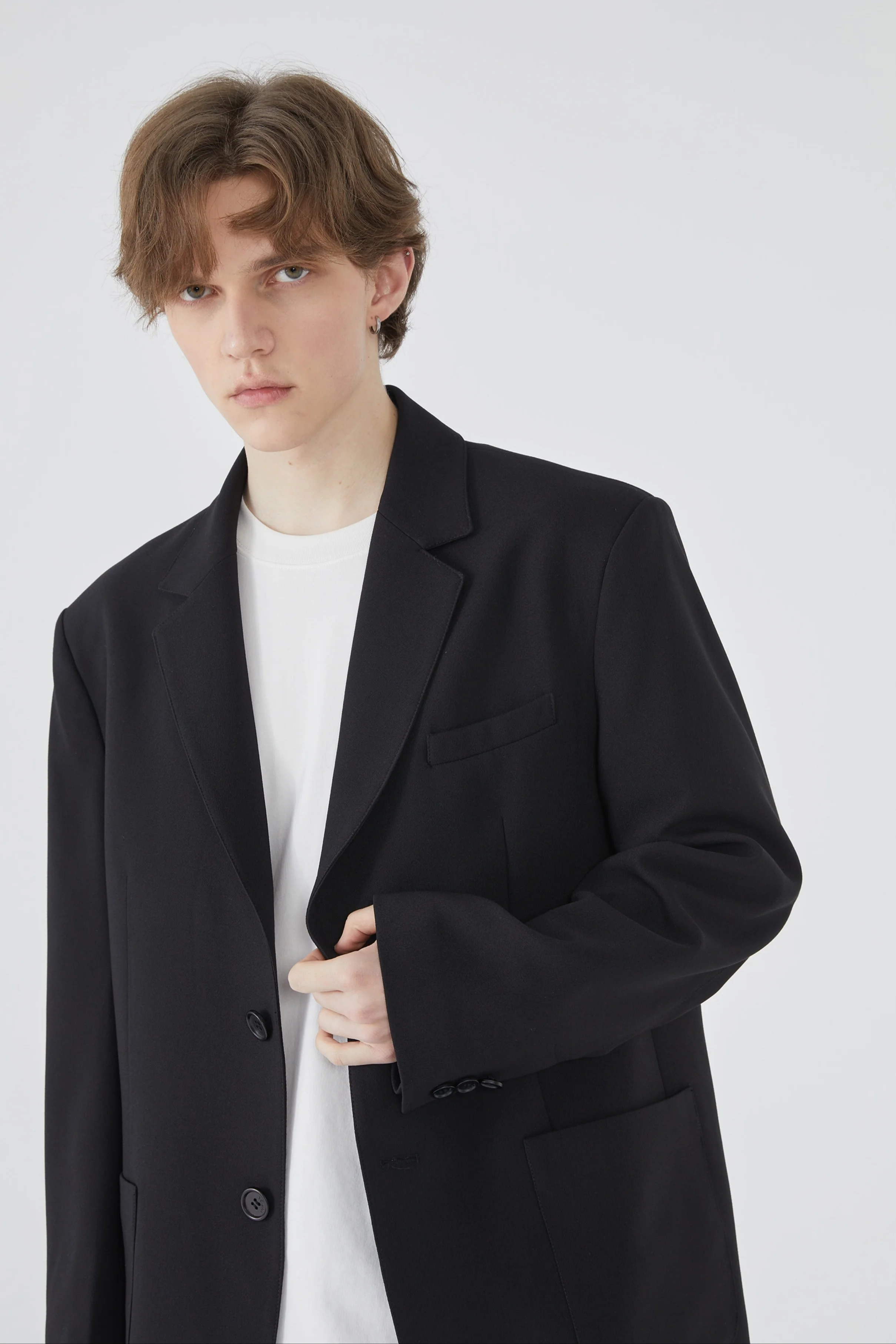 Notched Lapel Single-Breasted Blazer with Pockets - Image 5