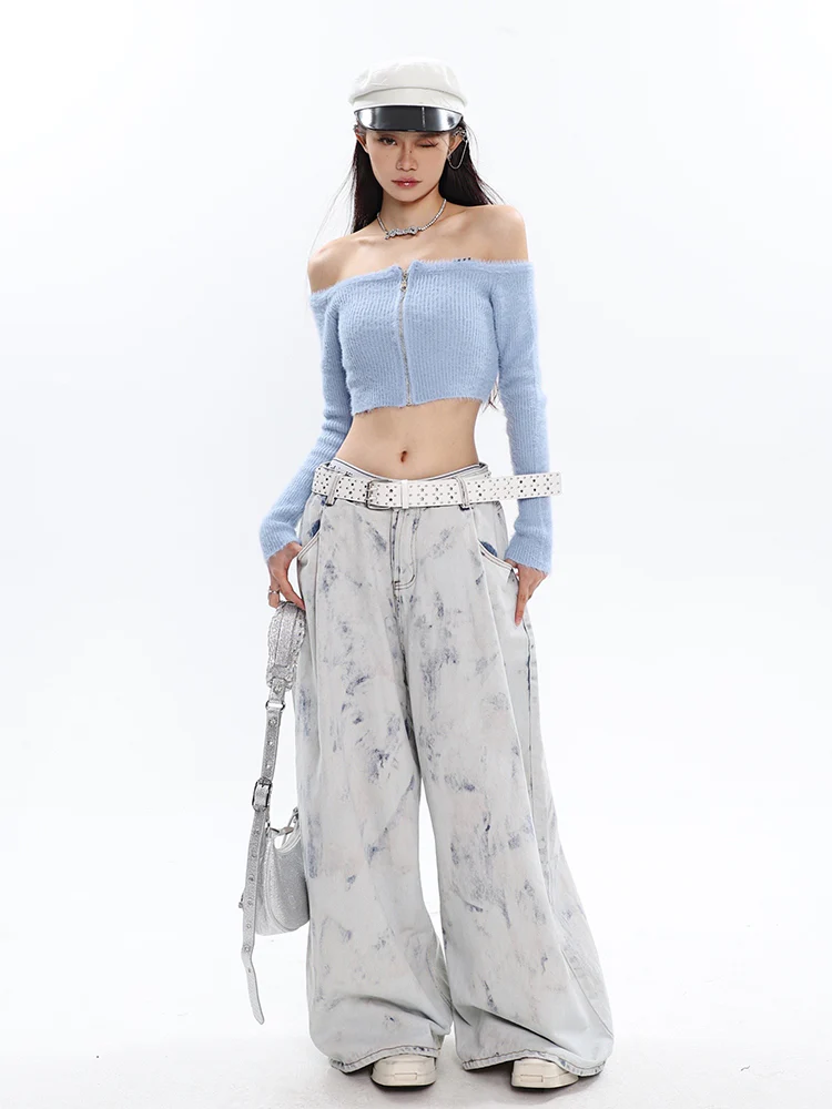 Off Shoulder Fuzzy Zip Cardigan - Image 10