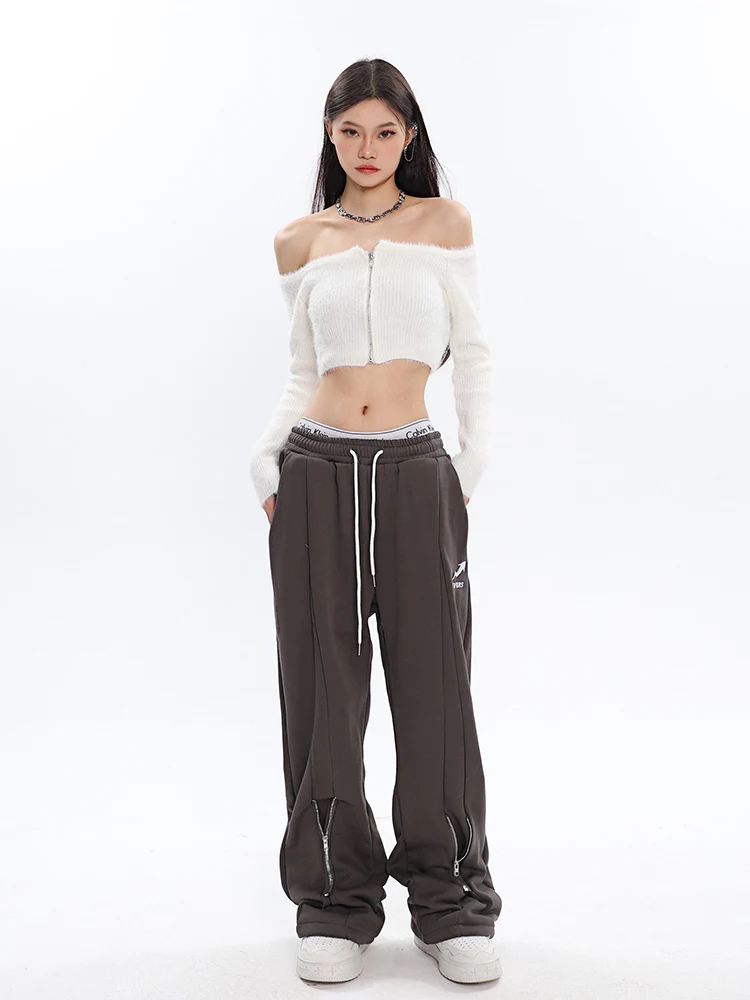 Off Shoulder Fuzzy Zip Cardigan - Image 5