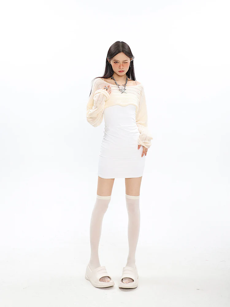 Off Shoulder Layered Knit Halter Top - Image 21