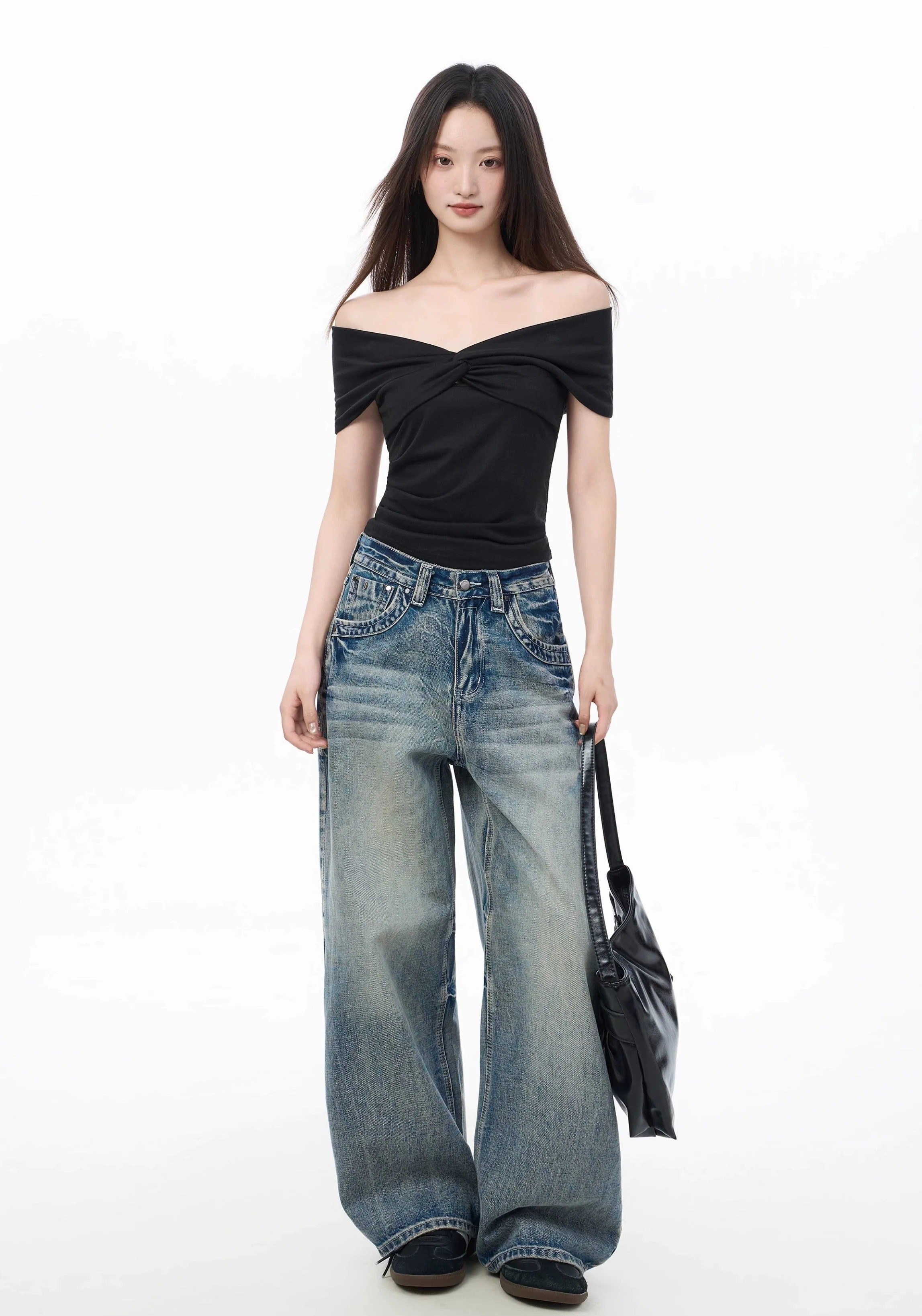 Off Shoulder Slim-Fit Twist Front Ribbed Top - Image 4