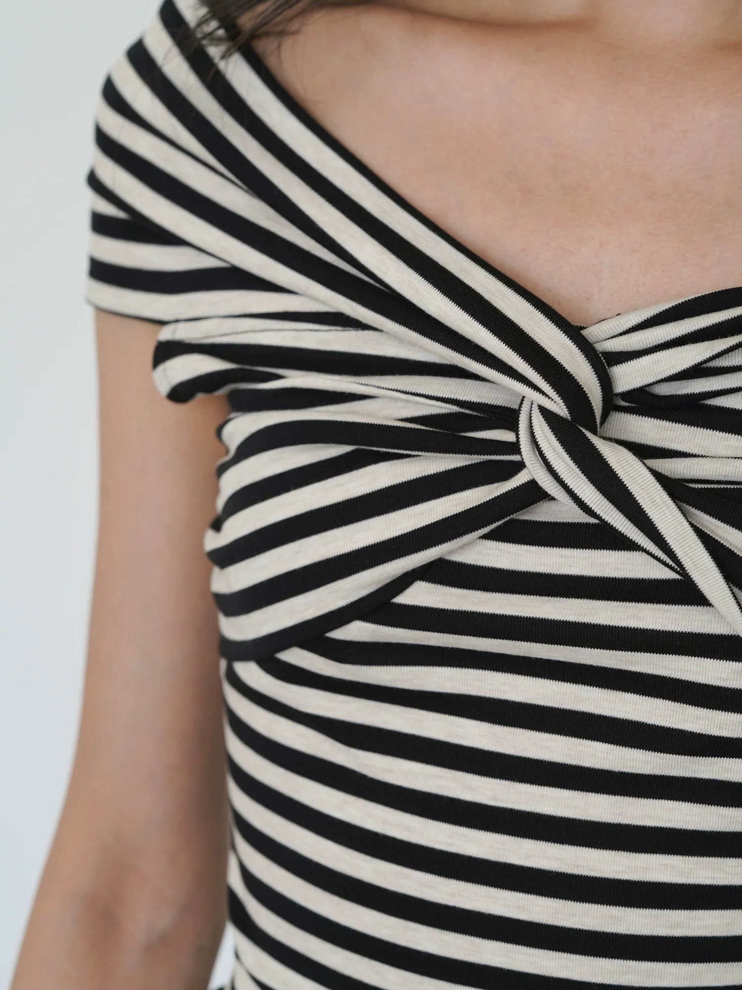 Off Shoulder Twist Front Stripe Top - Image 6
