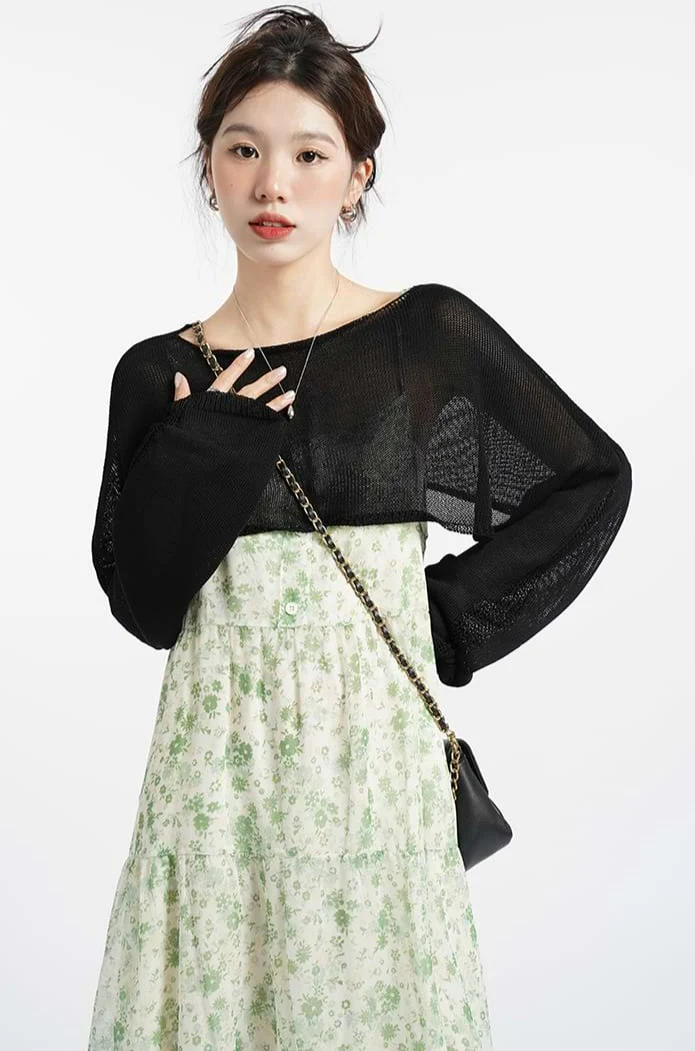 Open Knit Oversized Crop Sweater - Image 13