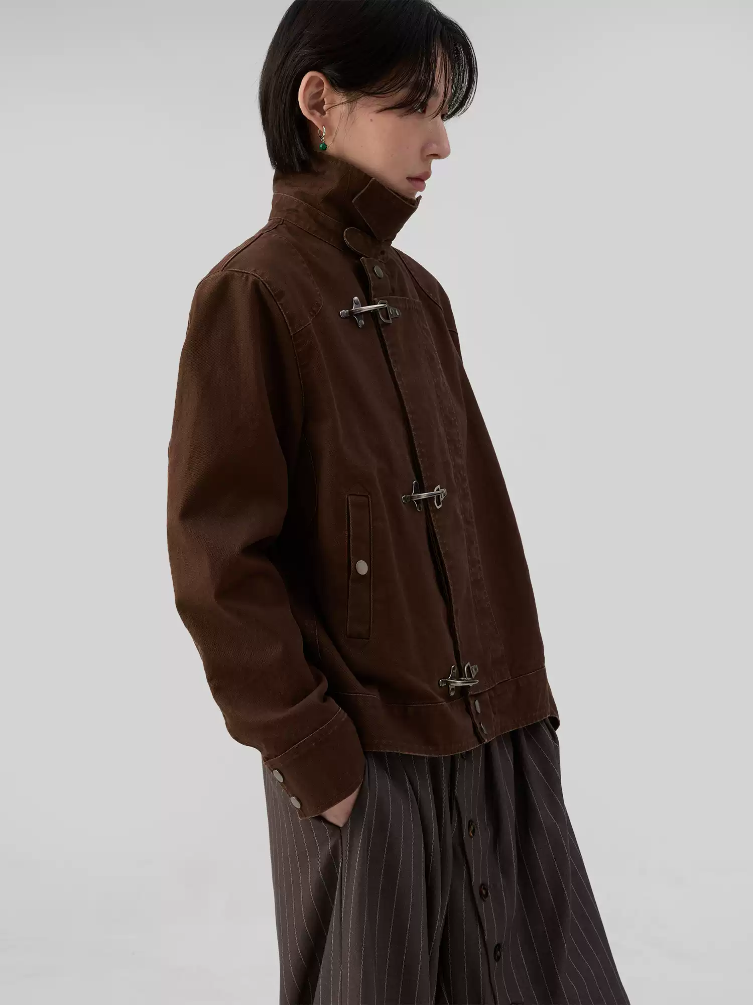 Overlap Worker Jacket with Oversized Fireman Clasps - Image 9