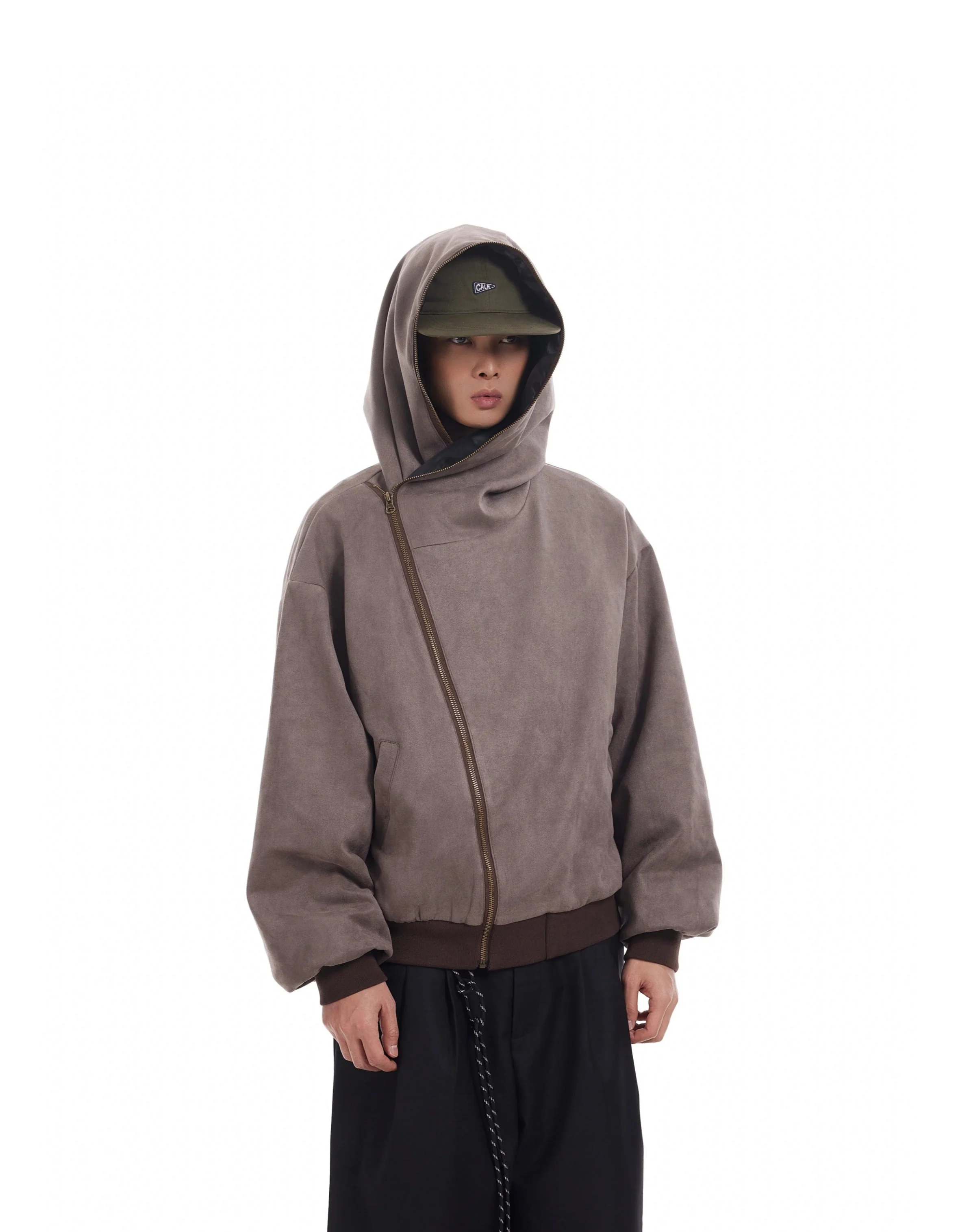 Oversized Asymmetric Zip-Through Hoodie Jacket - Image 4