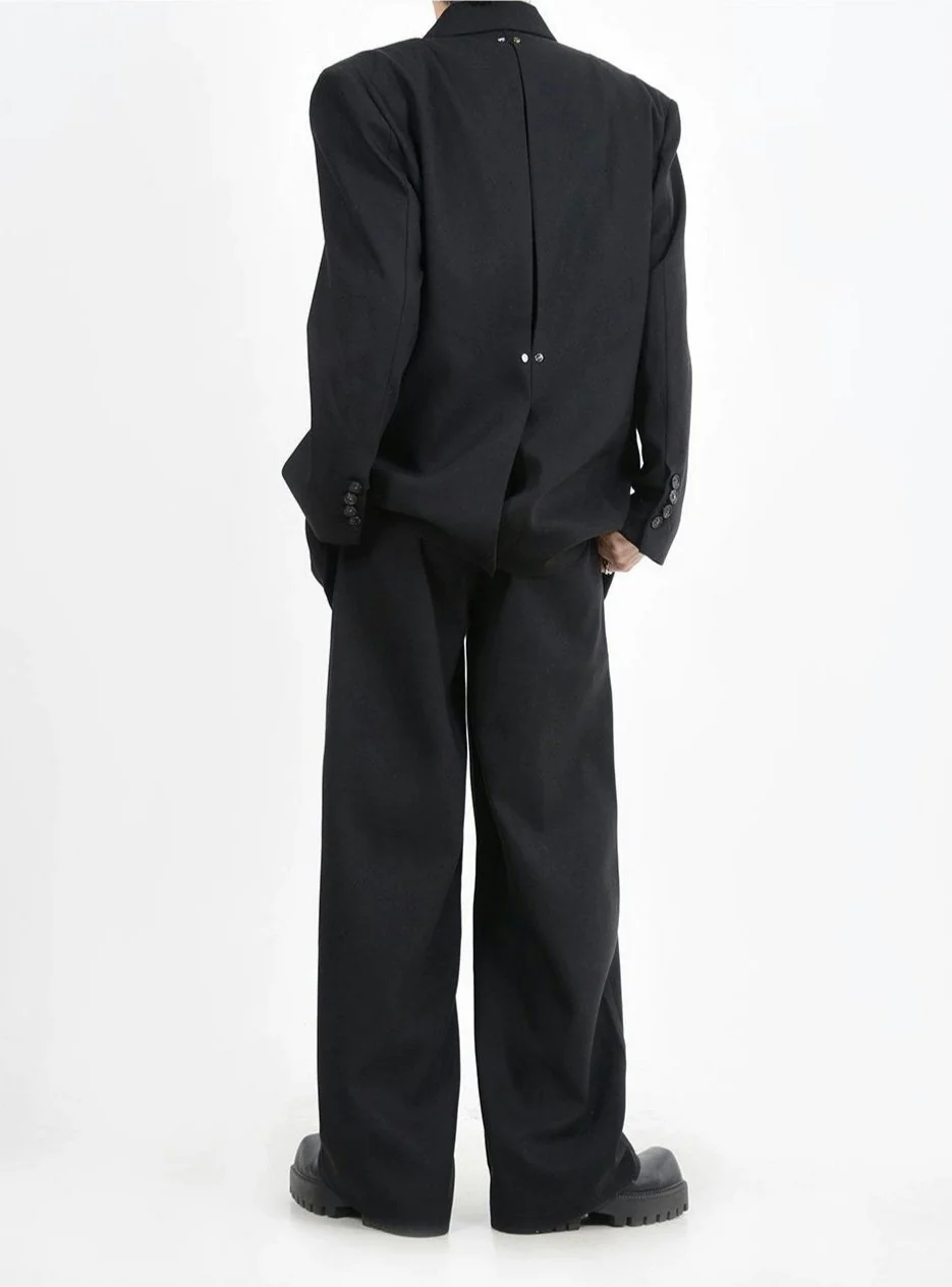 Oversized Blazer and Wide-Leg Trouser Set with Rivet Details - Image 12