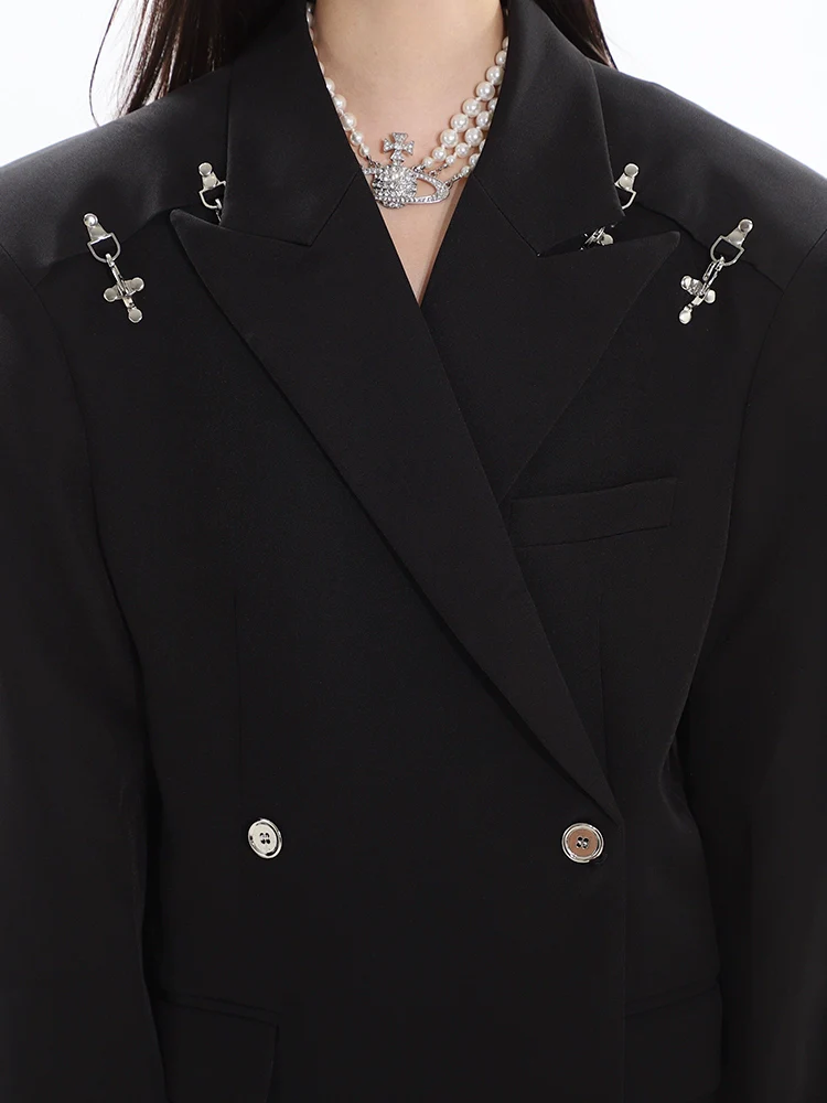 Oversized Blazer with Embellished Lapel Detail - Image 5